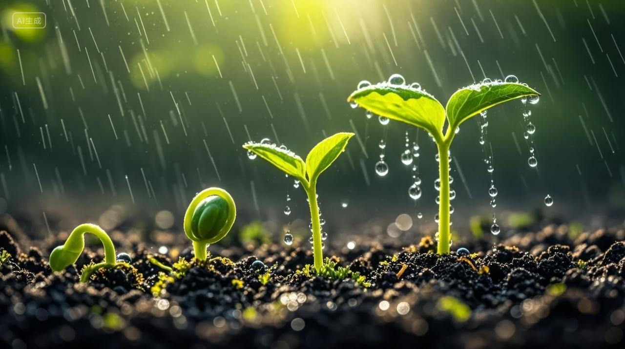 小暑节气雨后春笋幼苗生长希望农业背景