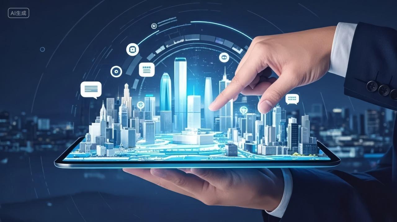 智慧城市房地产AR科技商务操控背景图