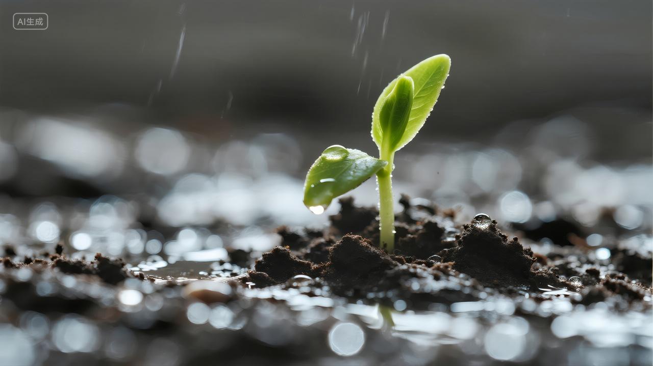 新生嫩芽破土而出希望励志成长概念背景