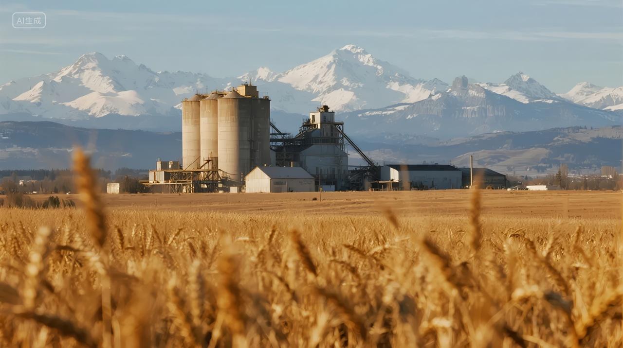 立秋节气小麦丰收农业粮食仓储背景图