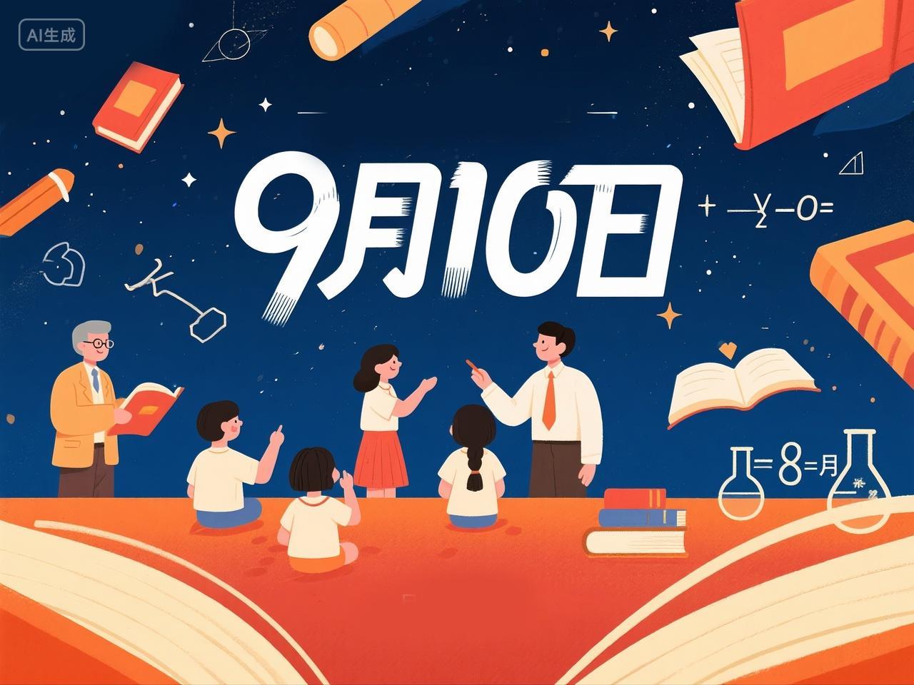 教师节老师学生扁平插画