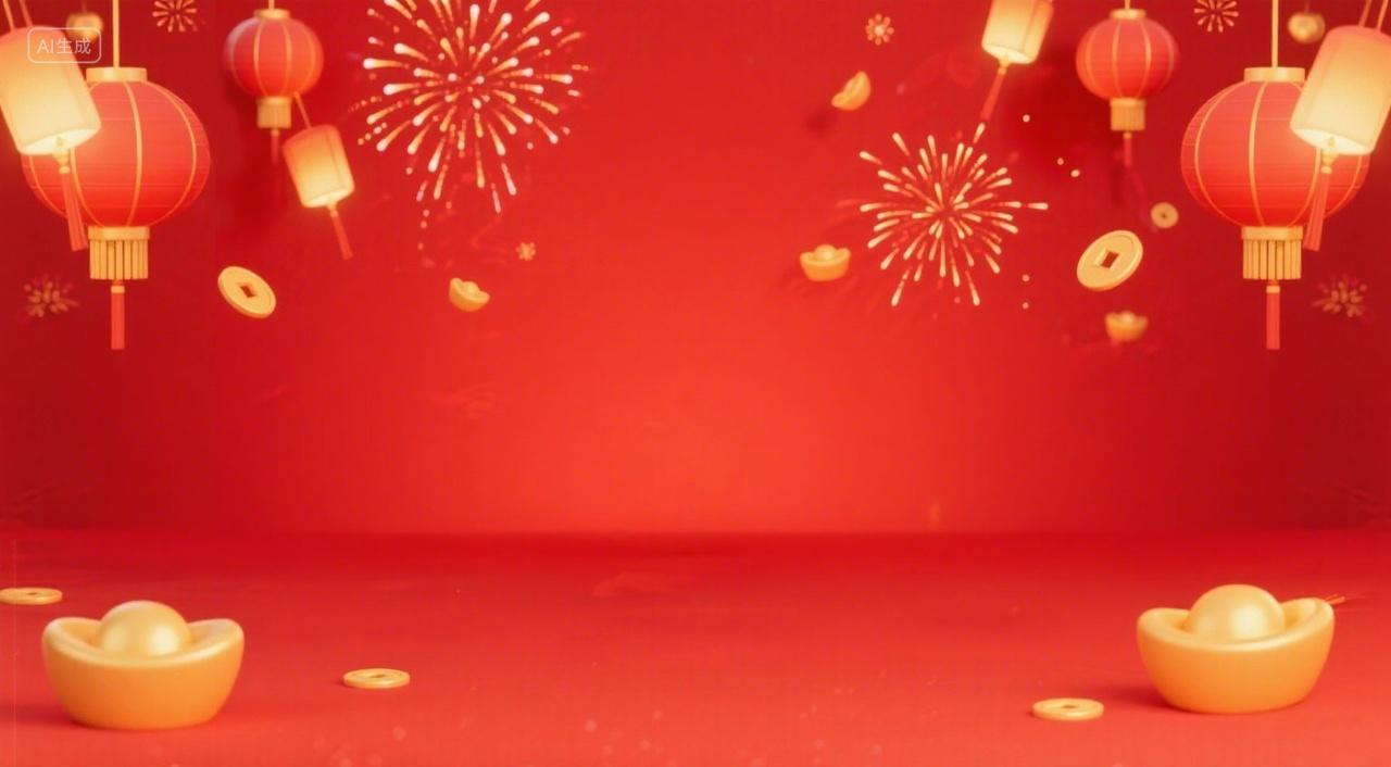 红色新年喜庆背景展板