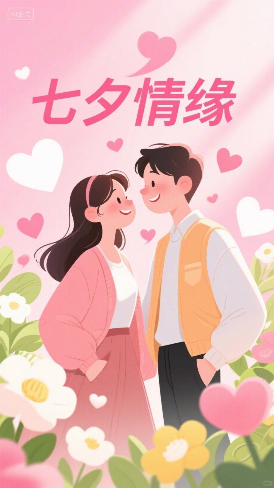 扁平风七夕海报