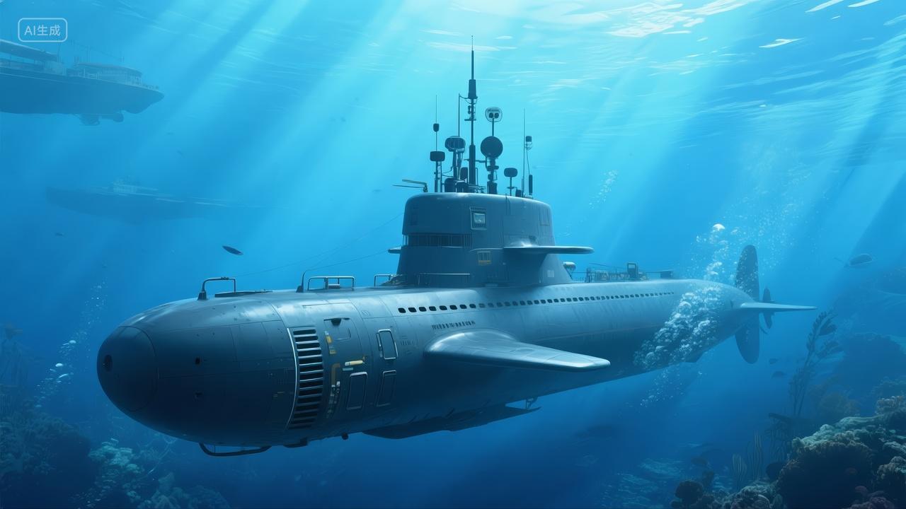 建军节潜水艇海底探索军事国防科技背景