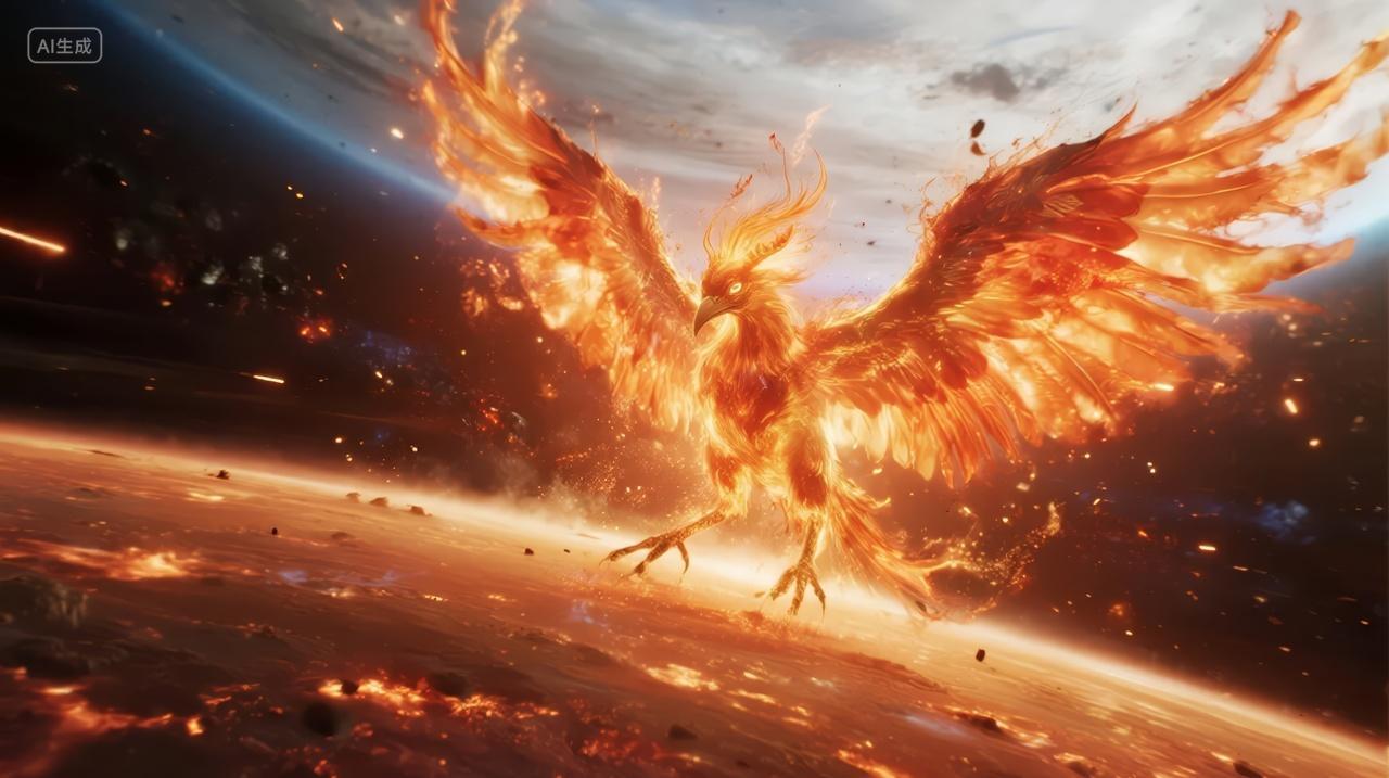 凤凰涅槃重生企业文化宇宙科幻创意背景