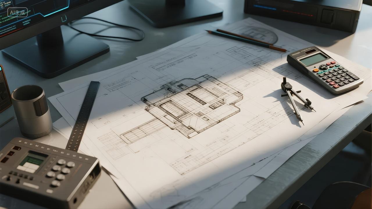 建筑师设计规划图纸房地产工程背景图