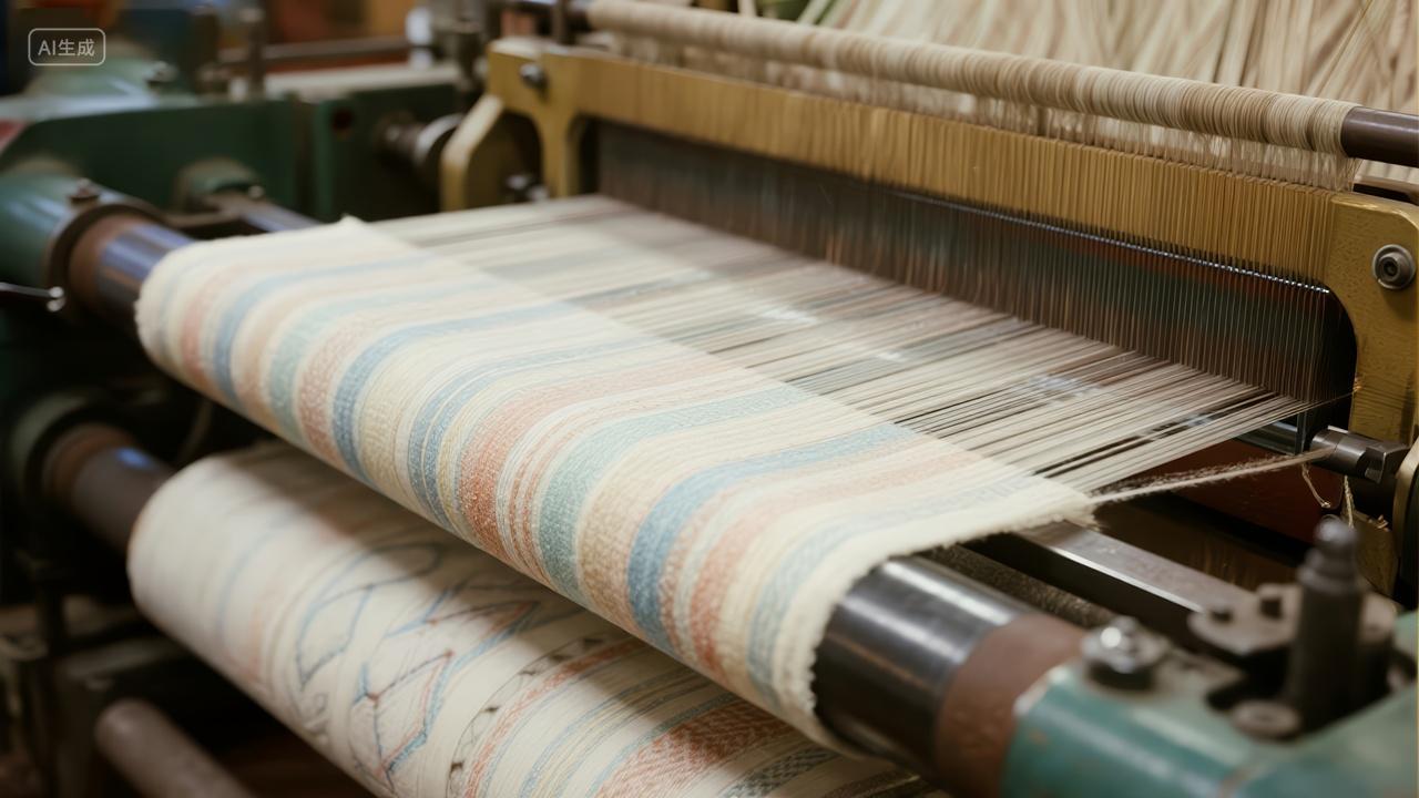 纺织厂织布机传统工艺棉线制造工业背景