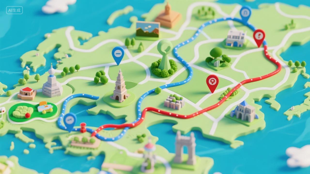 国庆节假期旅游路线规划导航背景图