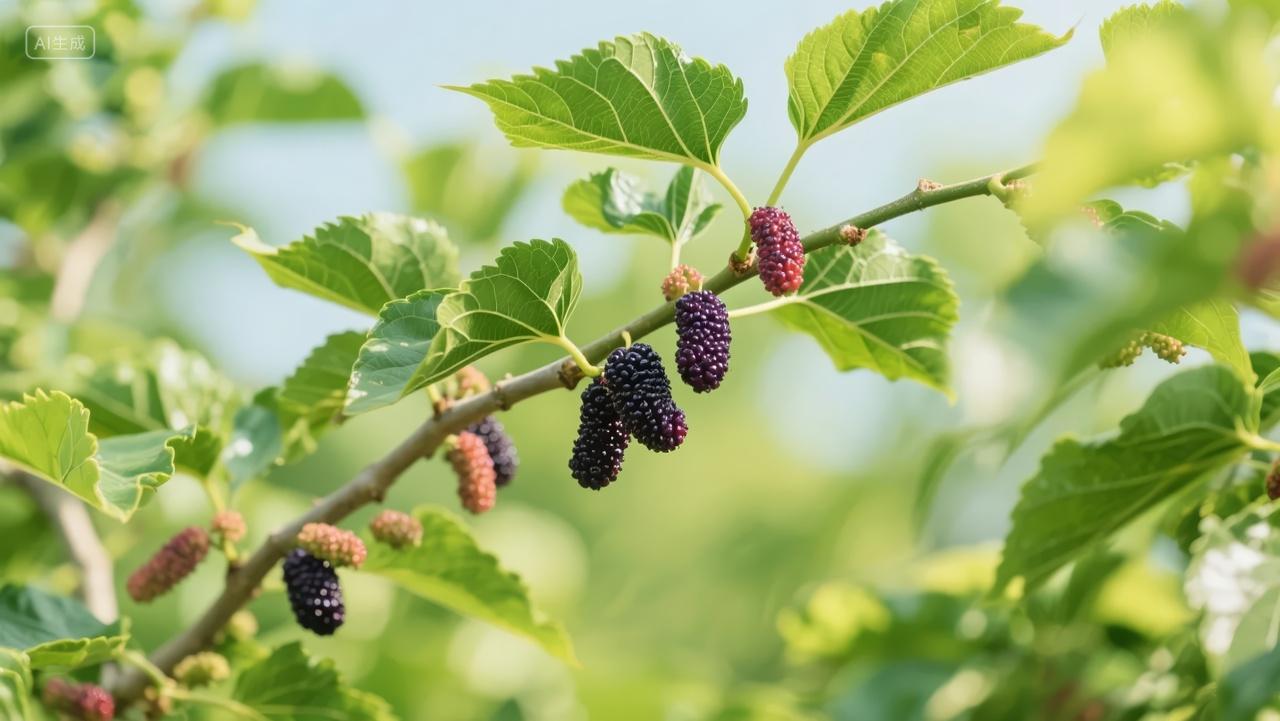 小暑大暑节气桑葚成熟时令水果农业背景