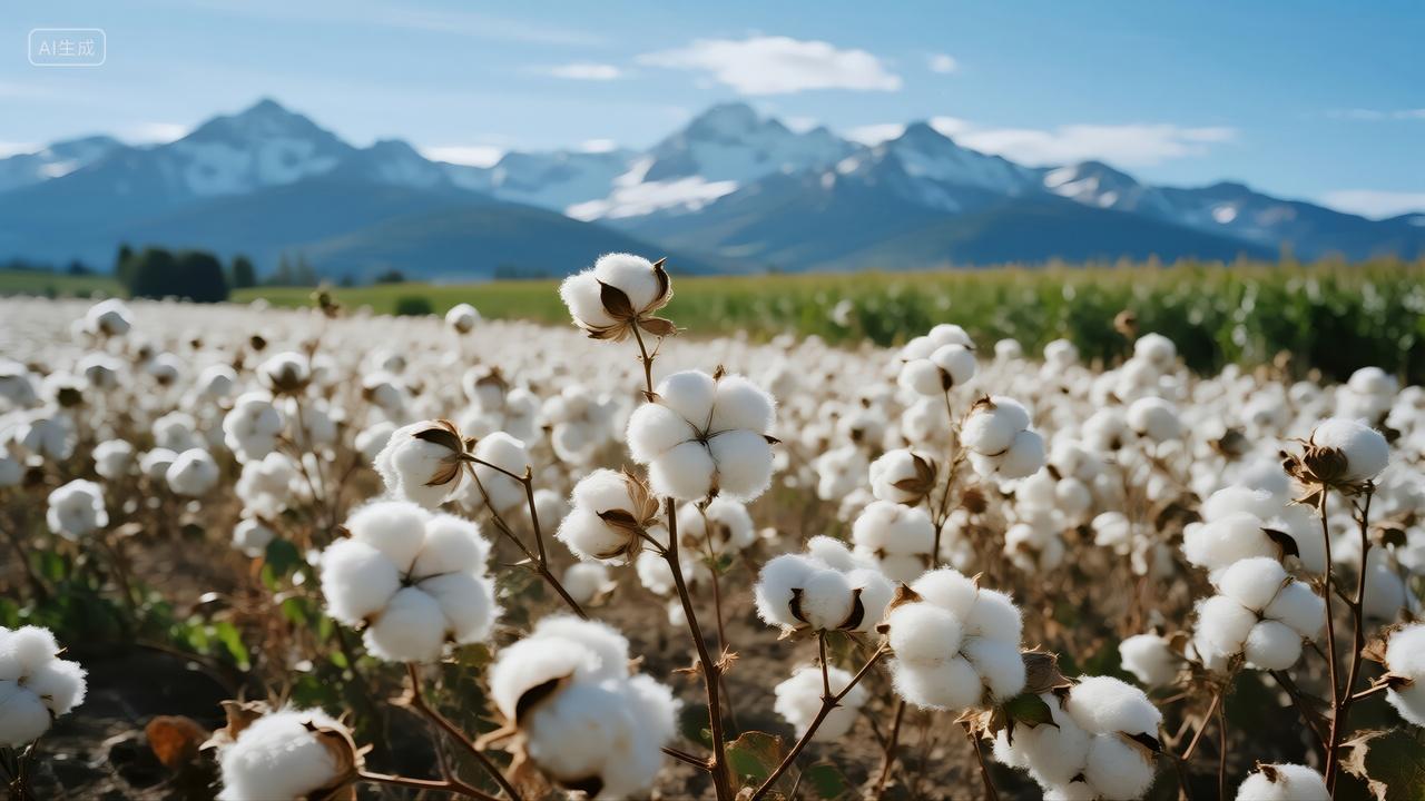 秋分节气棉花田丰收农业种植新疆背景图
