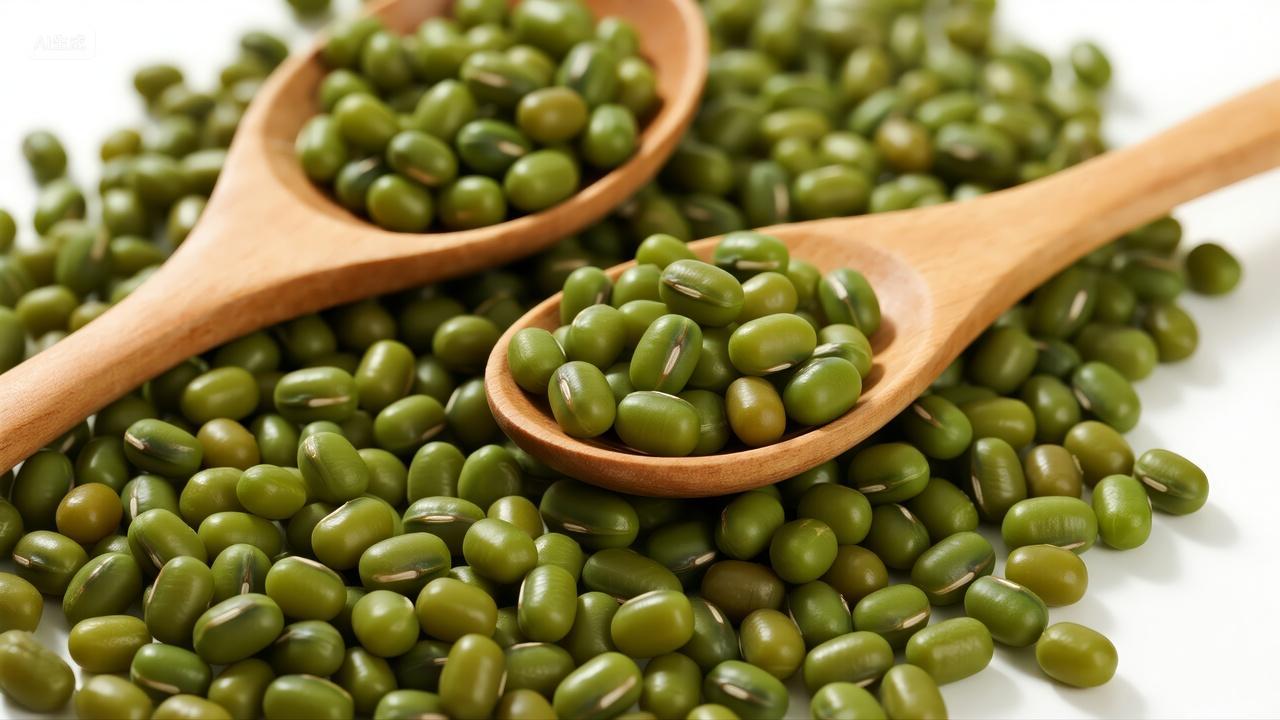 处暑节气绿豆杂粮健康食品农业静物背景