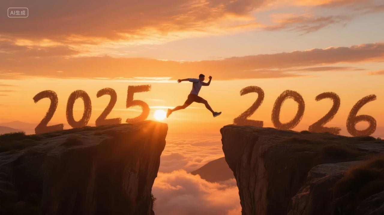 2026新年跨越挑战企业年会规划励志背景