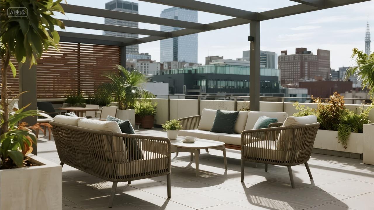 现代简约屋顶露台沙发家居设计生活背景