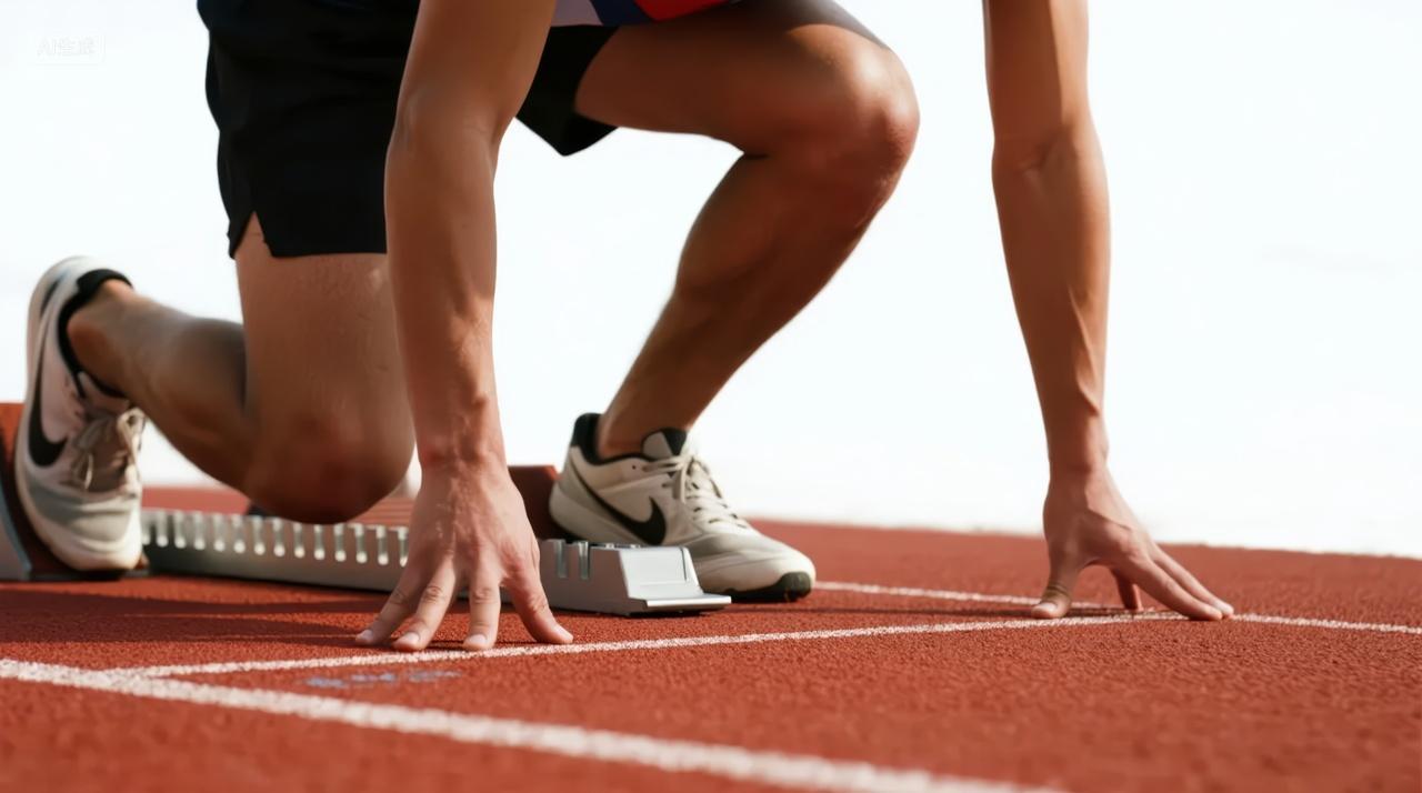 运动员起跑线挑战竞争企业精神励志背景