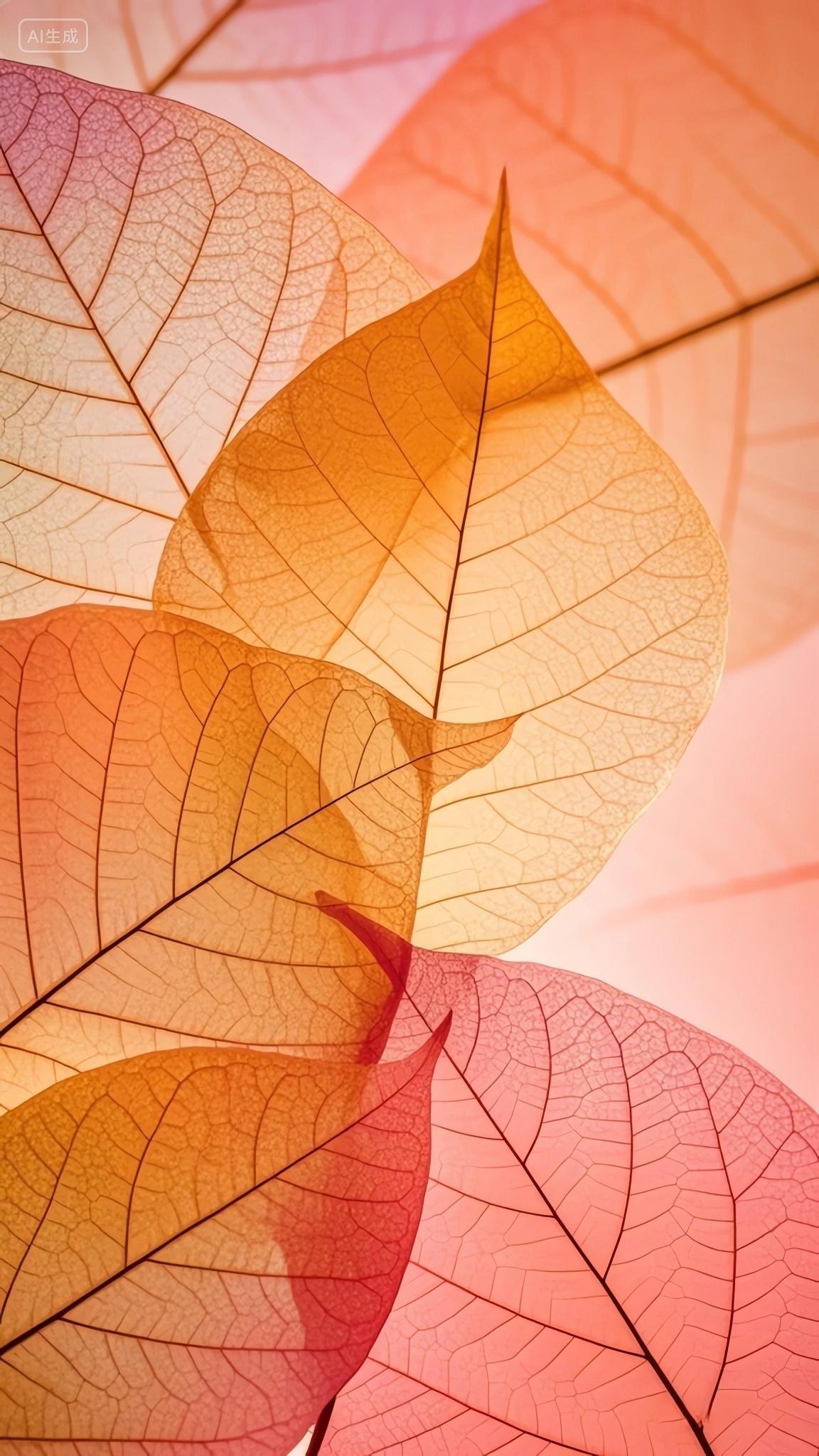 秋分金叶霜边暖光微观景