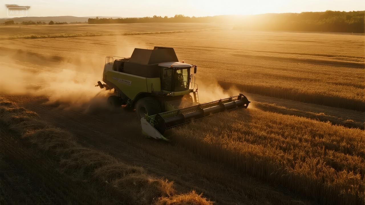 秋分节气世界粮食日农业丰收机械背景