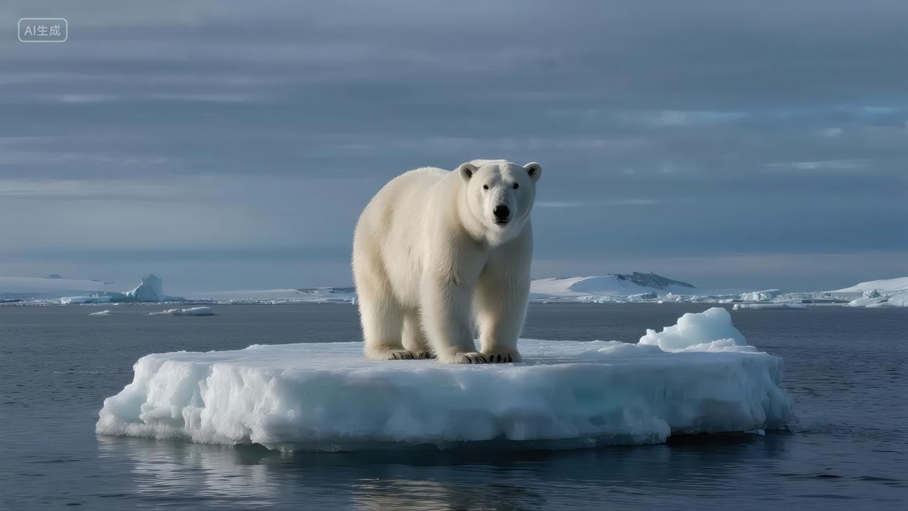 北极熊冰川气候变化动物保护环保背景图