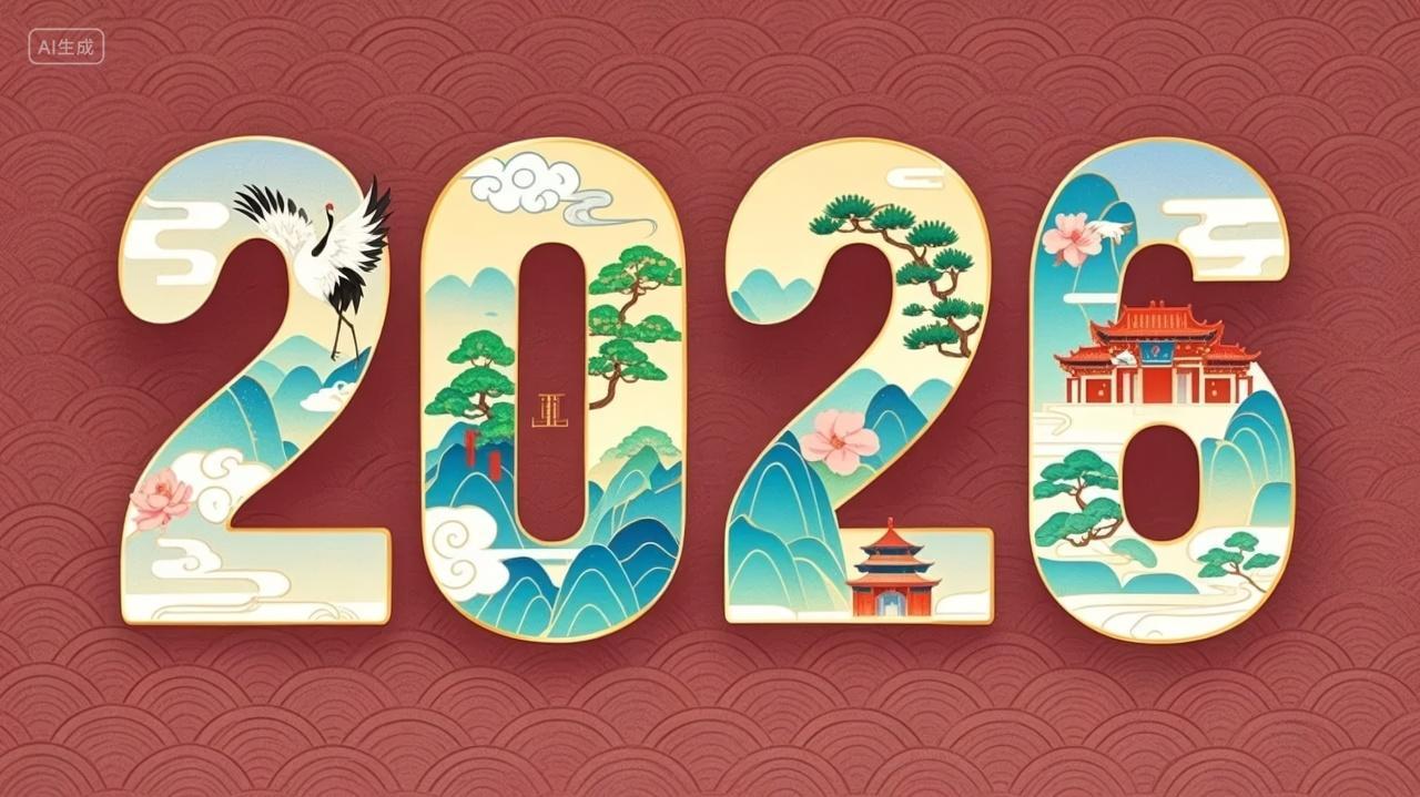 2026新年快乐风艺术字贺卡海报背景