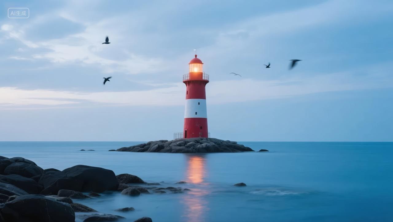 海边灯塔指引方向希望航海安全背景图