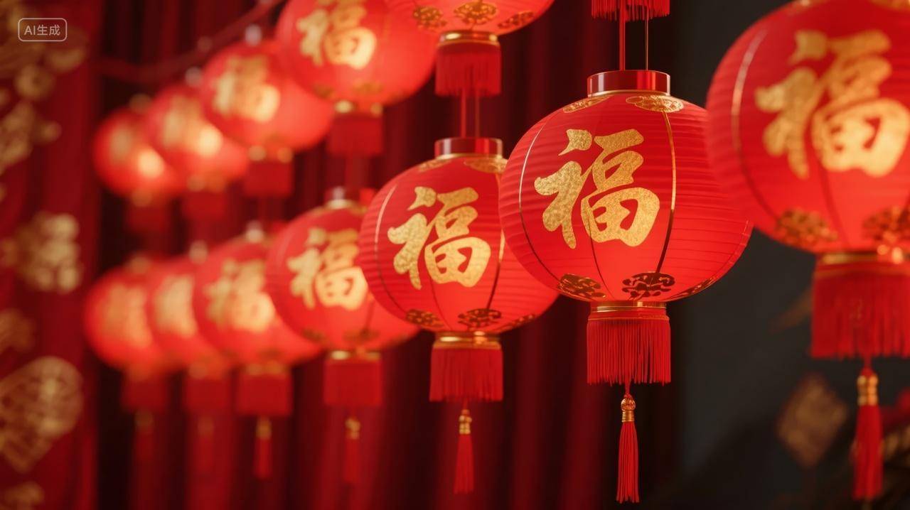 国庆节中秋节红灯笼福字祝福风庆典背景