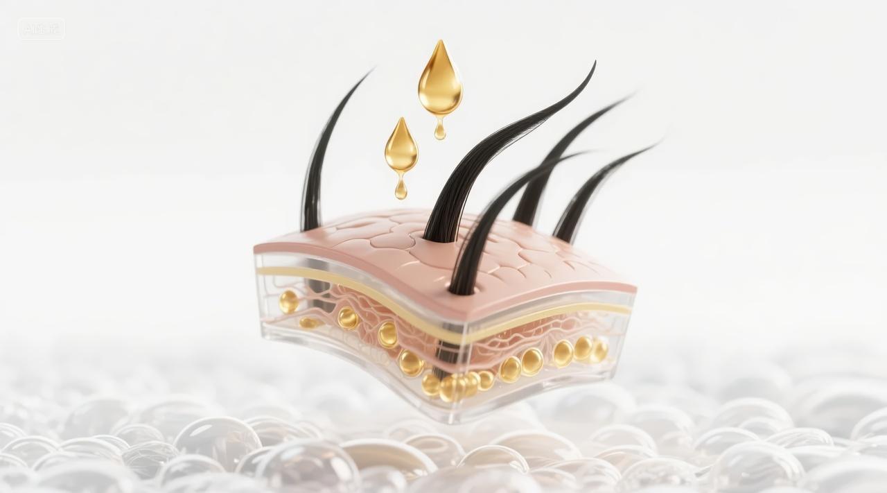 护肤精华滋养头皮毛囊生发固发科技背景