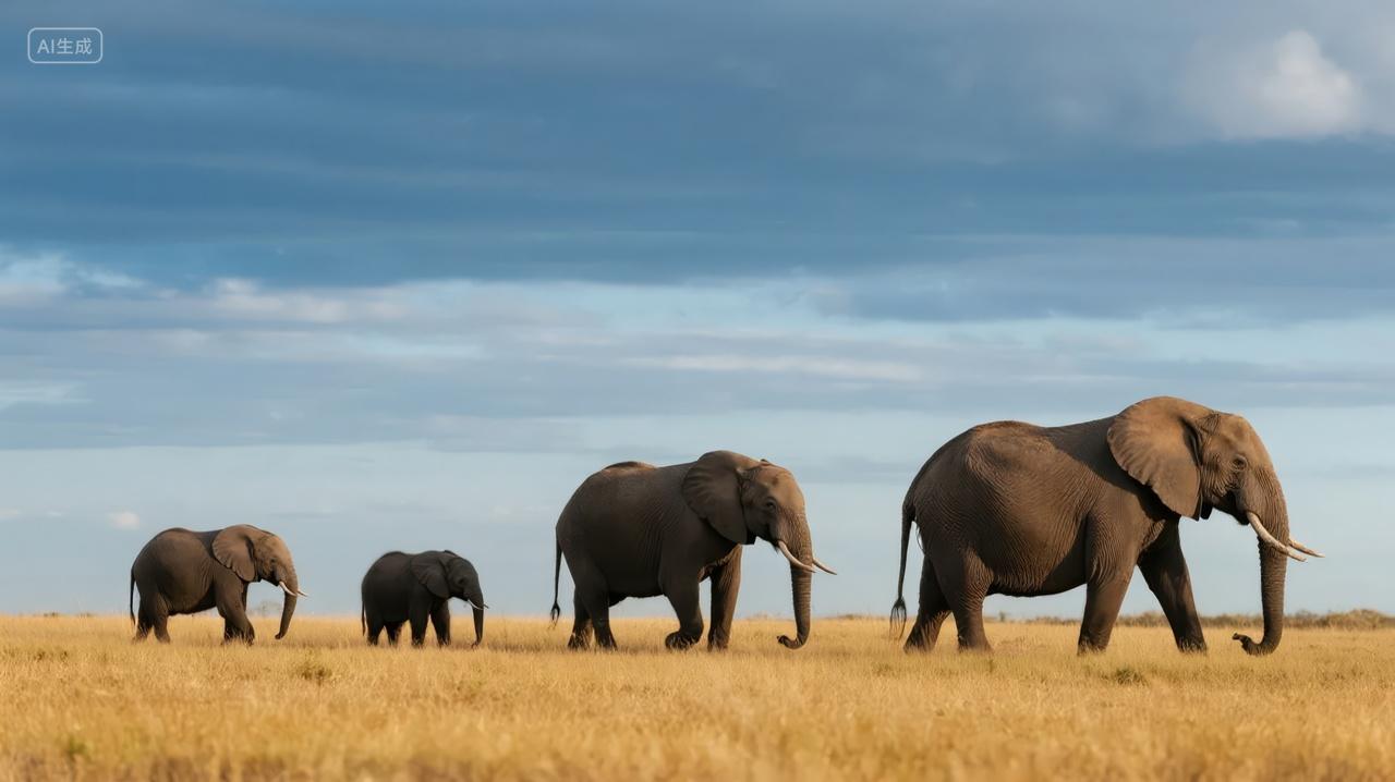 世界大象日动物家庭和谐企业团队文化背景