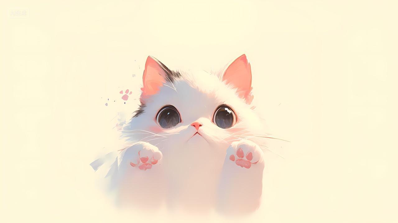 可爱猫咪壁纸软萌萌粉嘟嘟猫咪插画背景图