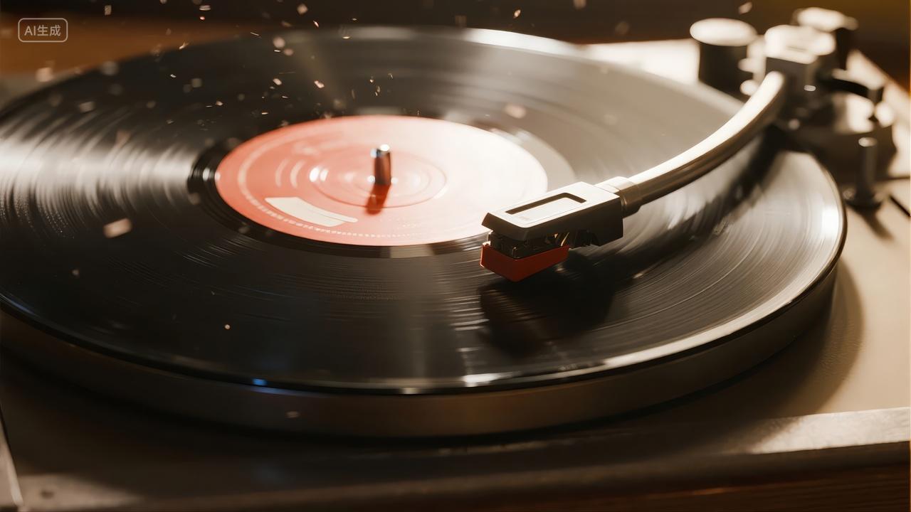 复古黑胶唱片机音乐怀旧生活方式背景