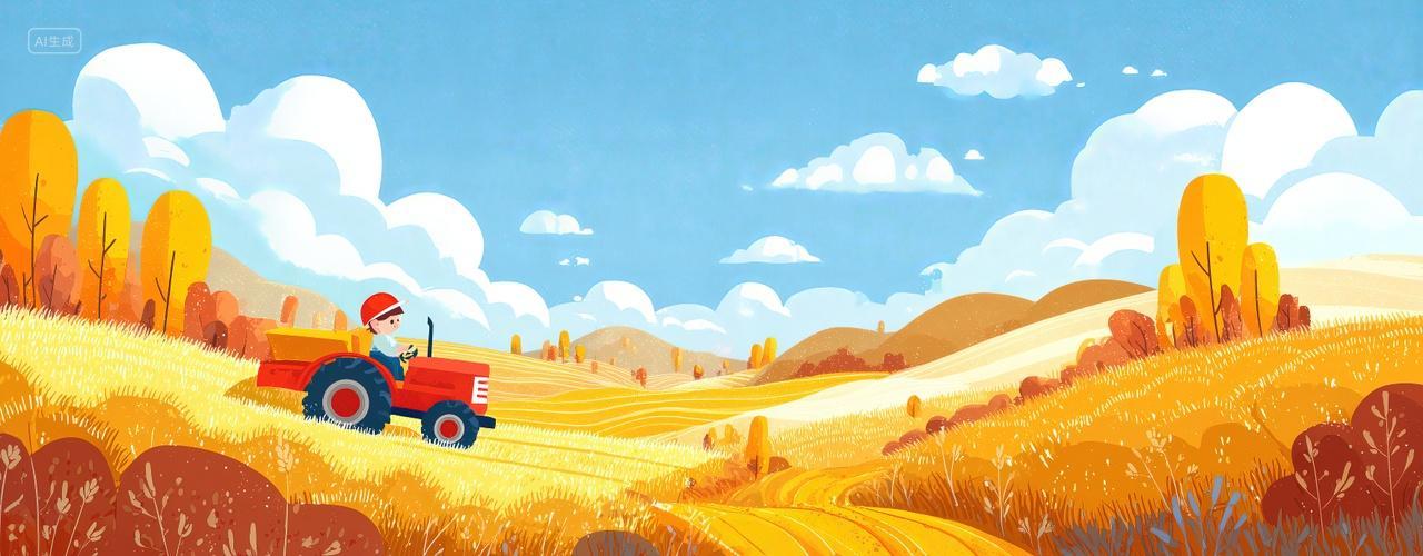 田野丰收机器二十四节气立秋秋分海报背景