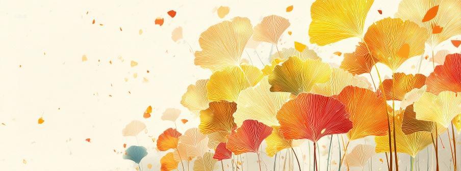 银杏叶二十四节气立秋秋分海报背景