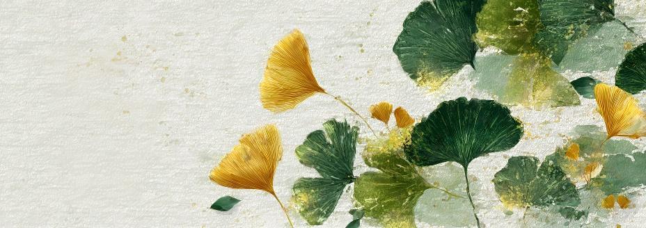 银杏叶二十四节气立秋秋分海报背景