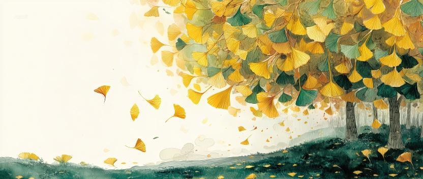 户外银杏叶二十四节气秋分立秋海报背景