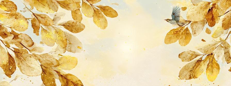 金黄色的叶子二十四节气立秋秋分海报背景