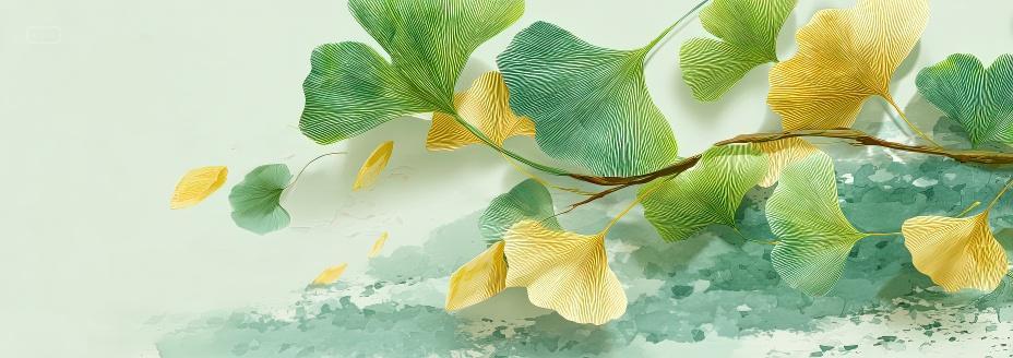 银杏叶二十四节气立秋秋分海报背景