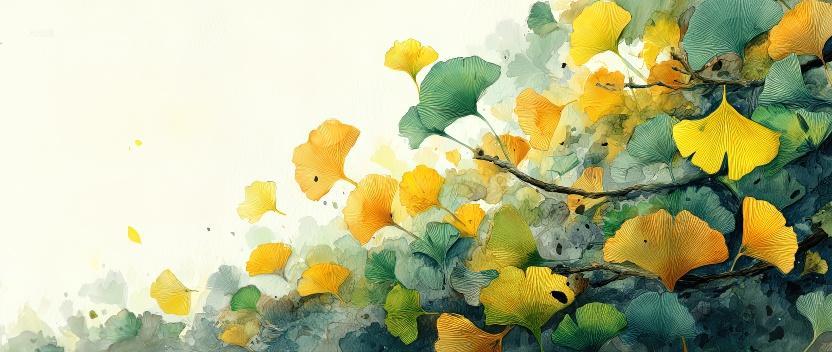 银杏叶二十四节气立秋秋分海报背景