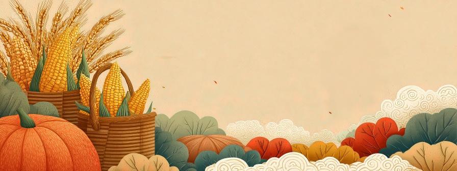 南瓜稻谷麦穗二十四节气立秋秋分海报背景