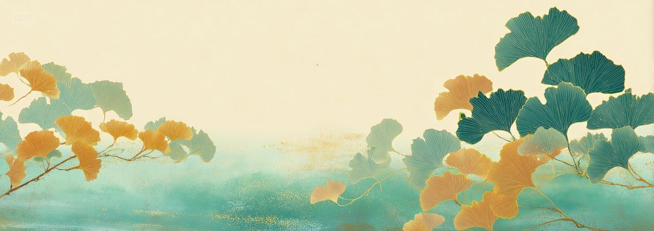 银杏叶青山二十四节气立秋秋分海报背景