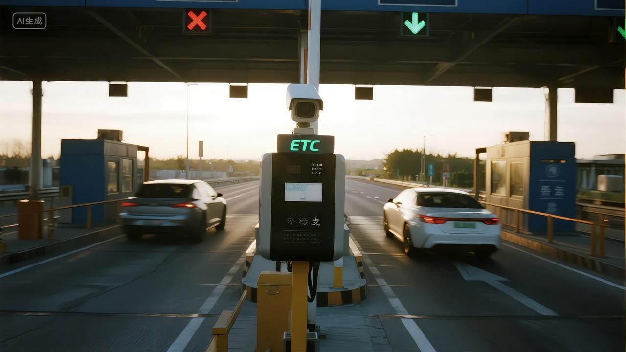 高速公路收费站ETC汽车交通出行背景