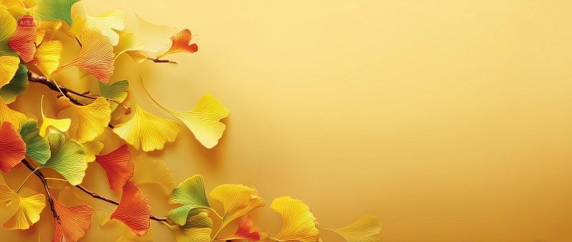 银杏叶二十四节气立秋秋分海报背景