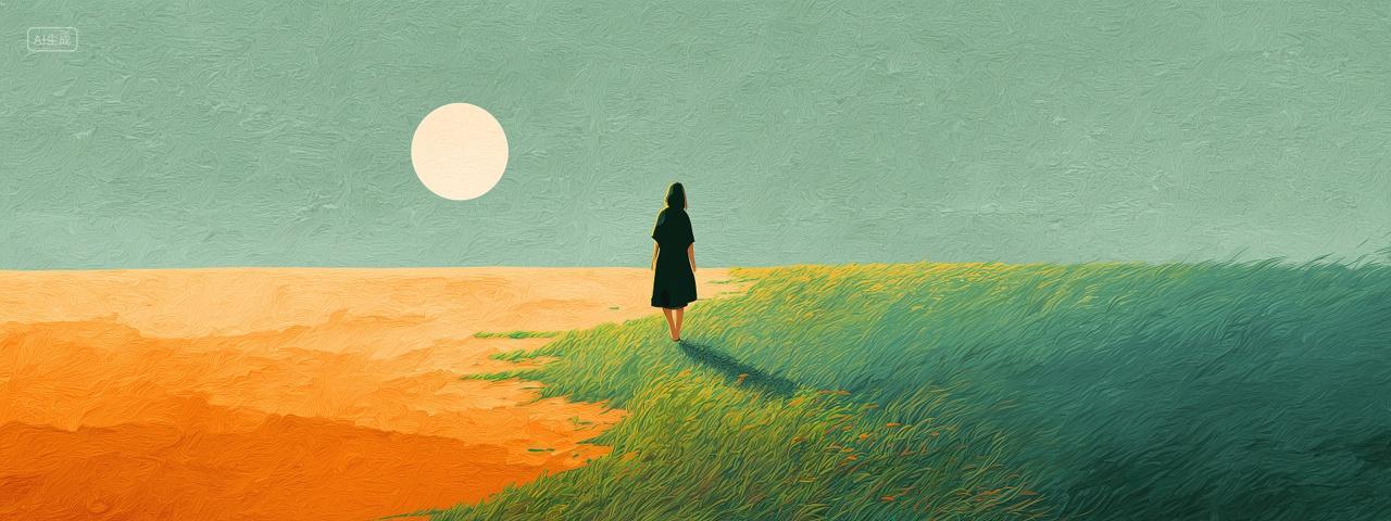 田野夕阳女孩二十四节气立秋秋分海报背景