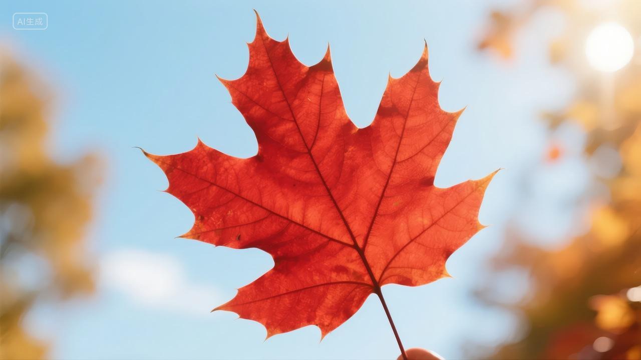 寒露节气枫叶红叶秋季思念自然背景图