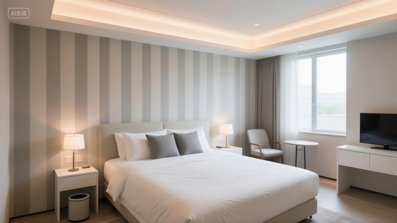 酒店客房卧室室内设计旅游住宿预订背景