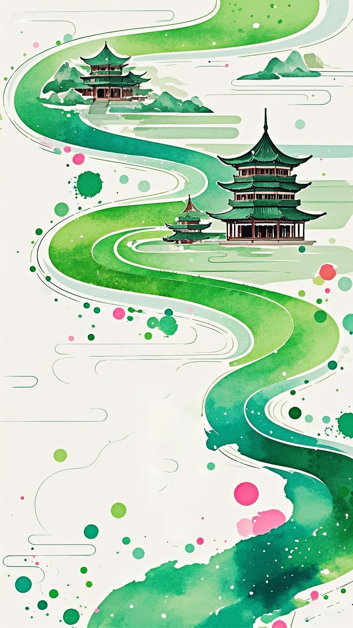 国风抽象简约水墨二十四节气大暑海报