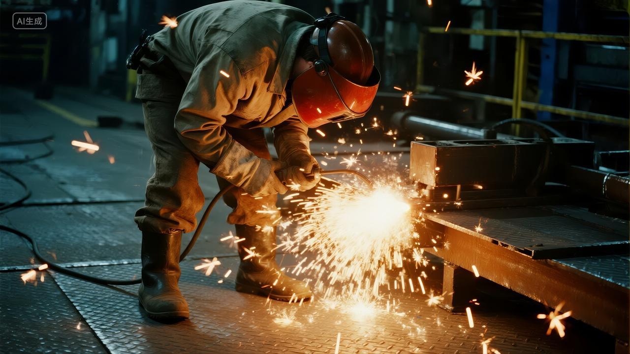 劳动者工业焊接精密制造企业宣传背景