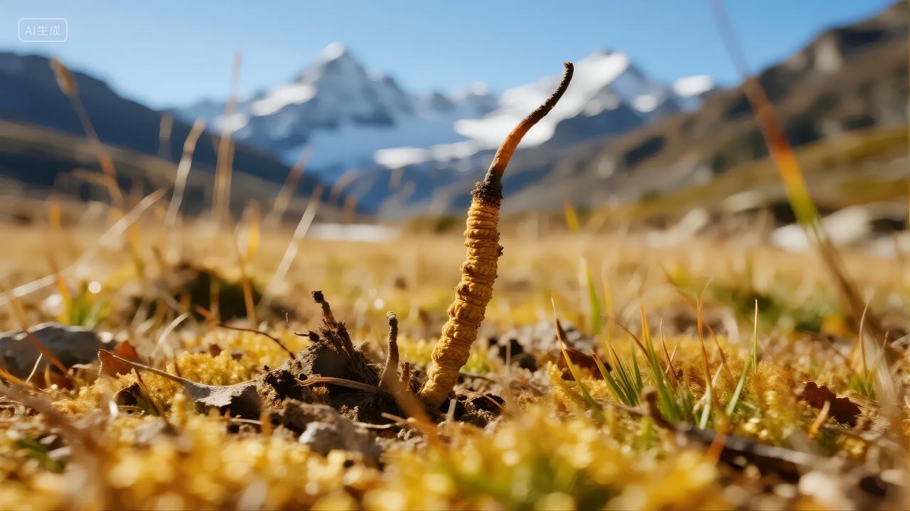 立秋节气冬虫夏草滋补养生保健品背景