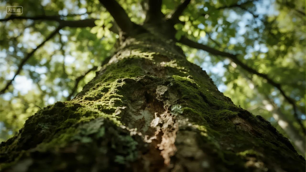 立秋节气古树苔藓森林自然生态环保背景