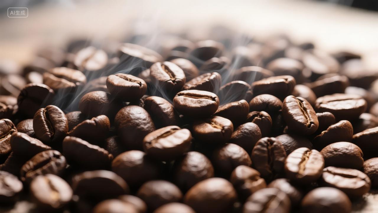 咖啡豆烘焙特写咖啡馆餐饮行业原料背景