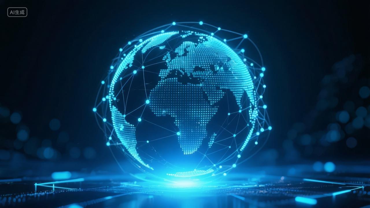 全球网络数据连接地球科技商务蓝色背景