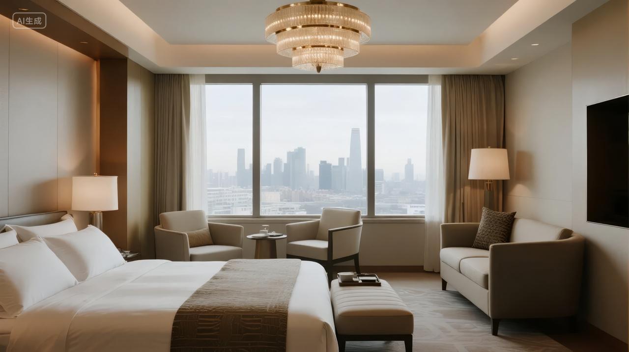 七夕节旅游度假豪华酒店客房室内背景图