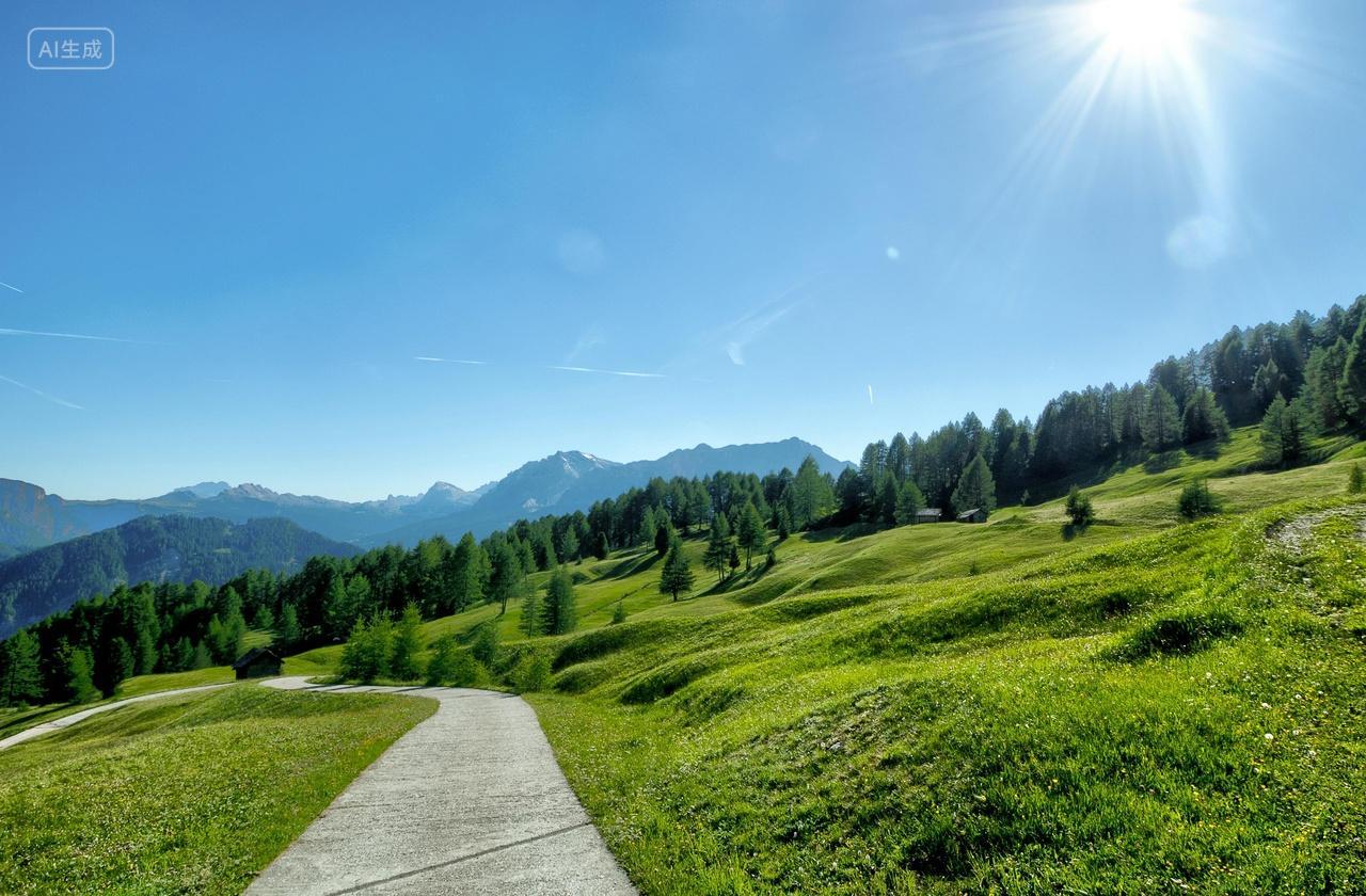蓝天草地森林植被超高清壁纸桌面